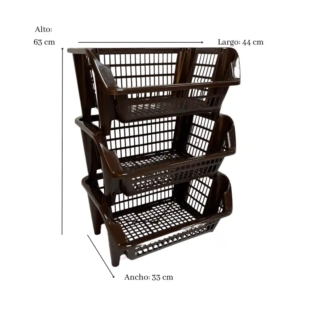 Almacenador Organizador Apilable Frutas Verduras Multiuso 3 Niveles Cafe Buhogar