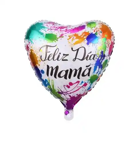 Globo Foil Corazon Feliz Dia Mama Colores 18"