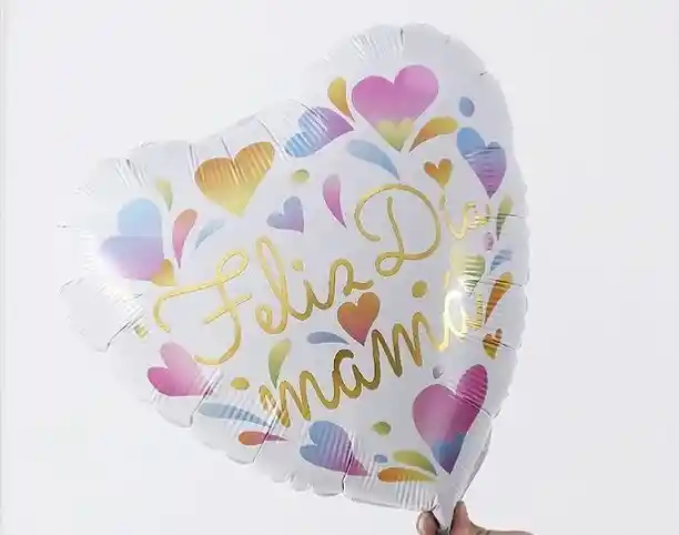 Globo Foil Corazon Feliz Dia Mama Corazones 18"