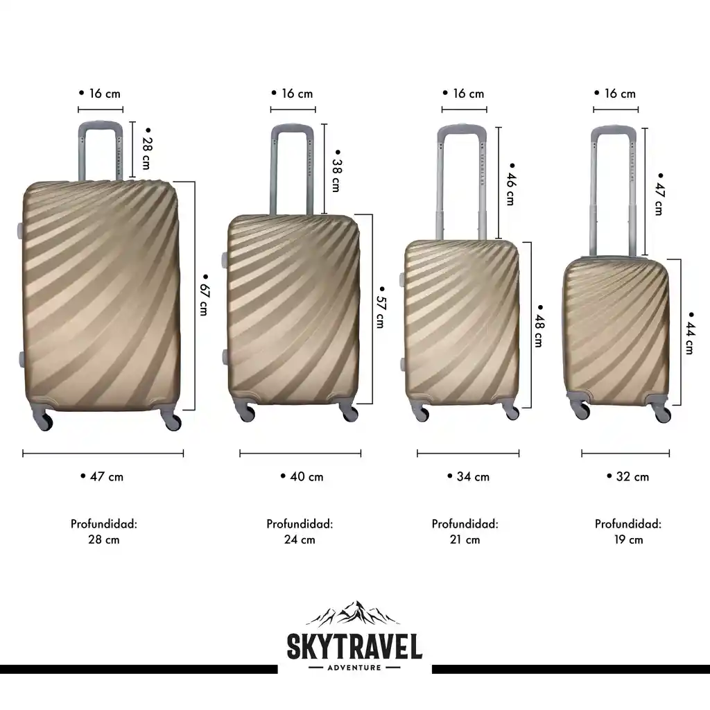 Set 4 Maletas Rigidas Viaje4 Ruedas Abs Sky Travel