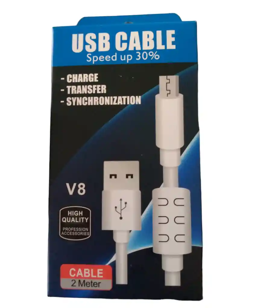 Cable Con Filtro V8 Usb 2.0 Blanco 2mts