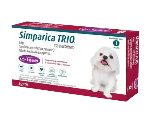 Simparica Trio Caja X 1 Tableta (2,5 A 5 Kg)