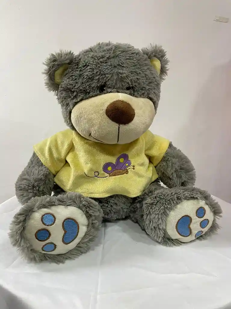 Peluche Oso Gris Camiseta Amarilla