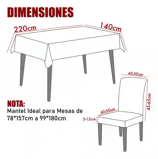 Set 7 Piezas 1 Mantel De Comedor + 6 Fundas Para Sillas