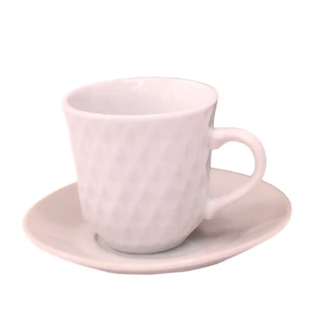 Set X6 Pocillo 120ml Relieve Elegante + Plato Para Café