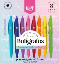 Esfero Boligrafo Kiut Colores Trazos Delicados 0.7 Mmx8und