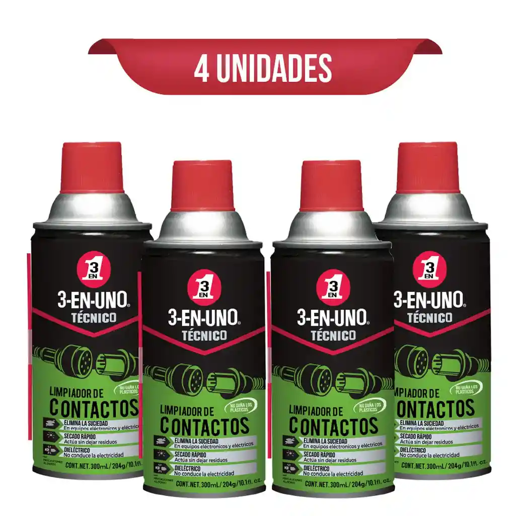 Limpiador De Contactos 3-en-uno® Técnico 300 Ml X4 Und