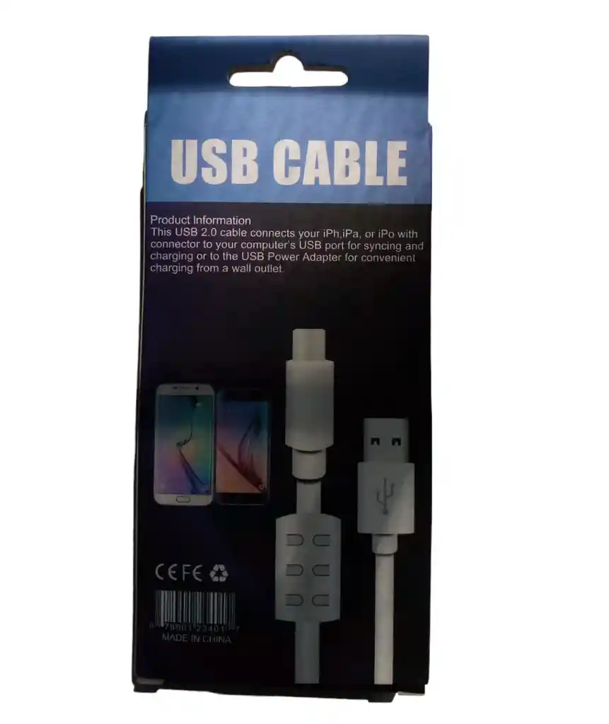 Cable Con Filtro Tipo C Usb 2.0 Blanco 2mts