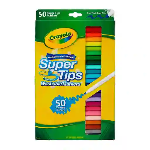Marcador Crayola, Plumones Lavables Super Tips X 50 Colores