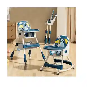 Silla Comer Con Bandeja Para Bebé 2 En 1 Plegable Mecedora Ruedas Azul