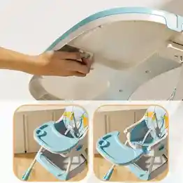 Silla Comer Con Bandeja Para Bebé 2 En 1 Plegable Mecedora Ruedas Azul