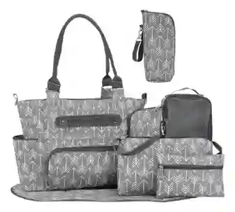 Bolso Pañalera Para Bebe Tamaño Grande Niño Y Niña Gris