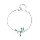 Pulsera Manilla Para Mujer Pájaro Colibrí En Plata 925