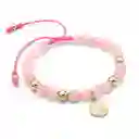 Pulsera Arcángel San Miguel Cuarzo Rosado Oro Laminado 18k