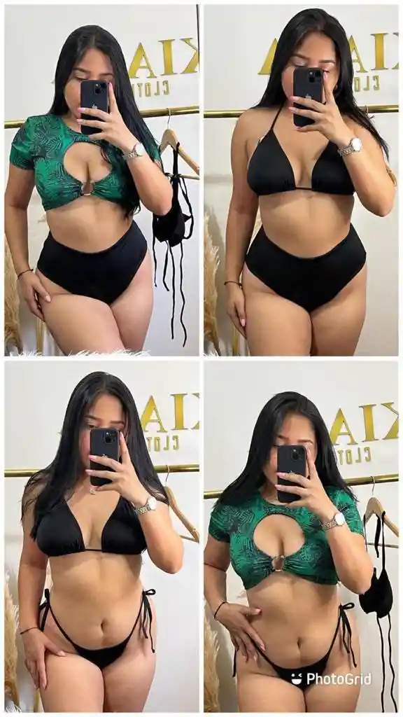 Vestido De Baño Cuatro Piezas Tiro Alto De Mujer Con Blusa