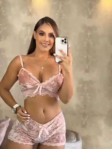 Pijama En Short Gamuza En Encaje Piel De Durazno
