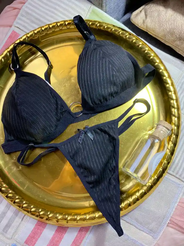 Conjunto 2 Piezas Basico Ropa Interior En Rif Top Y Pantie Promocion Lenceria