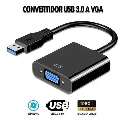 Convertidor Adaptador Usb 3.0 A Puerto Vga/ Duplica La Imagen/extiende Pantalla