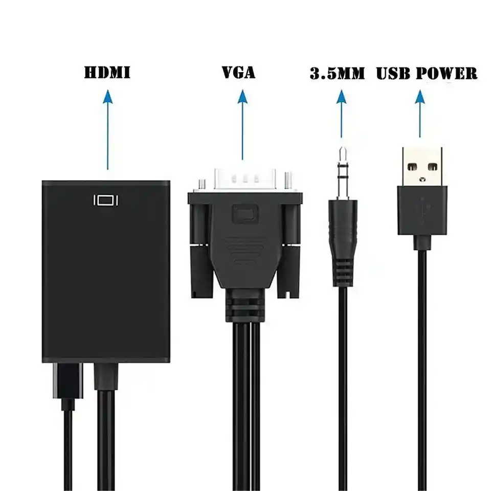 Convertidor Señal Vga A Tv Monitor Hdmi Convierte Vga Macho A Hdmi Hembra Con Audio Pantalla Espejo