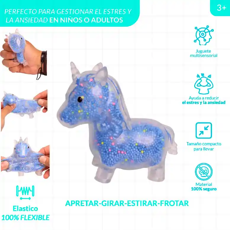 Squishy Juguete Anti Estrés Unicornio Pepas De Colores