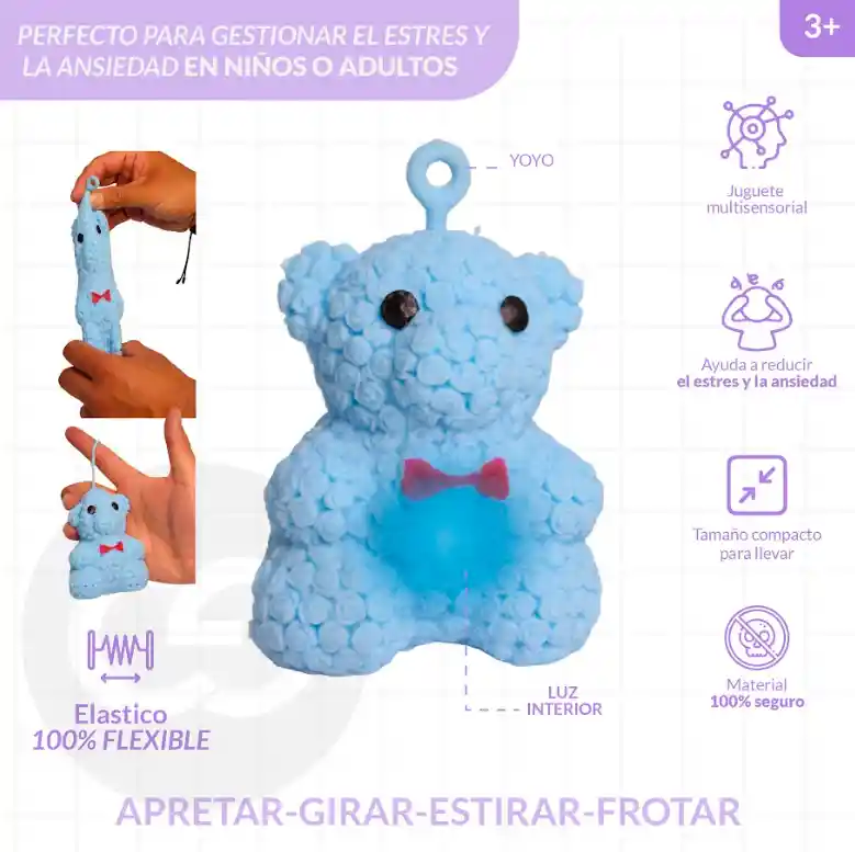 Squishy Juguete Anti Estrés Oso Elástico Relieve Relajante