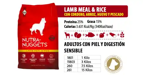 Nutra Nuggets Perro Cordero Y Arroz (rojo) X 15kg