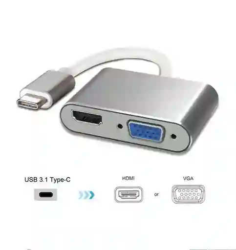 Convertidor Tipo C A Hdmi + Vga Adaptador 2 En 1