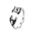 Anillo Ajustable Para Mujer Oso Panda En Plata 925