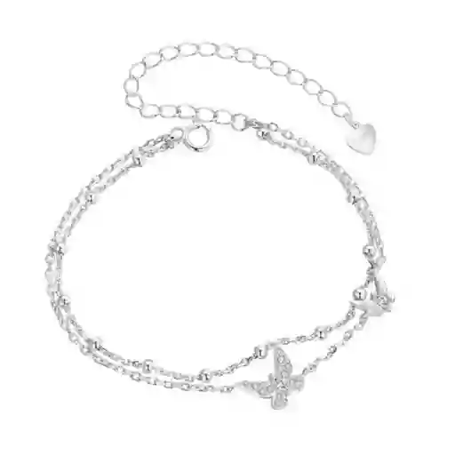 Pulsera Manilla Para Mujer Mariposas Fabricada En Plata 925