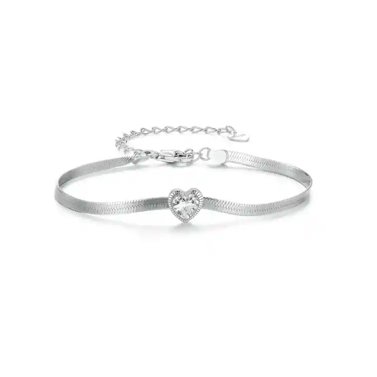 Pulsera Para Mujer Corazón Amor Fabricada En Plata 925