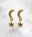 Aretes En Acero Dorados Diseño Luna Y Estrella