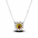 Collar Cadena Mujer Dije Girasol Con Cristal En Plata 925