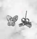 Aretes En Acero Plateados Diseño Mariposa Con Circones