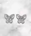 Aretes En Acero Plateados Diseño Mariposa Con Circones