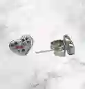 Aretes En Acero Plateados Diseño Corazo Con Circones