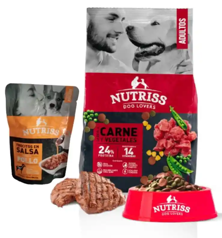 Nutriss Adultos Carne Y Vegetales 1kg Obsequio Sobre Trocitos En Salsa