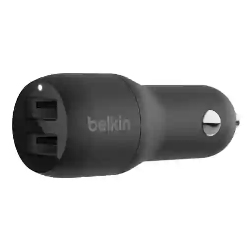 Cargador De Carro Belkin Boost Charge Dual Usb-a 24w Negro