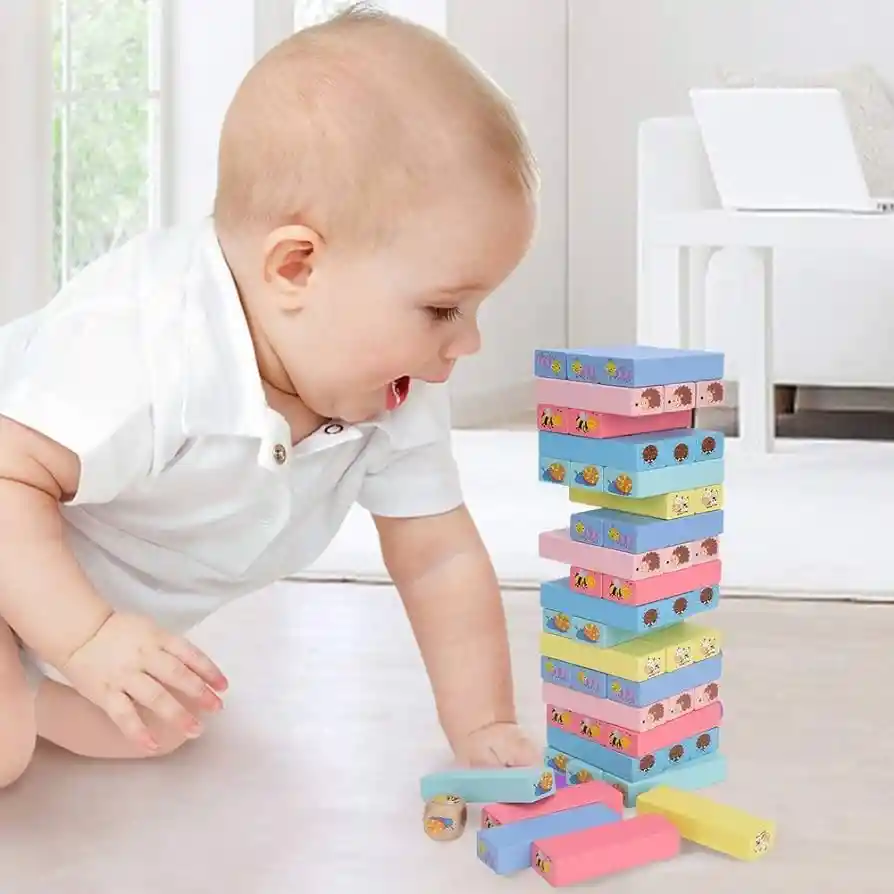 Jenga De Madera Didáctica Infantil De Animales Para Niños