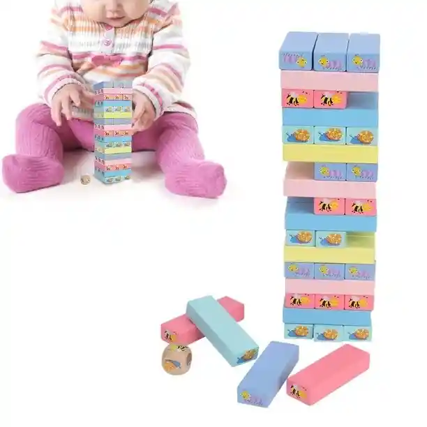 Jenga De Madera Didáctica Infantil De Animales Para Niños