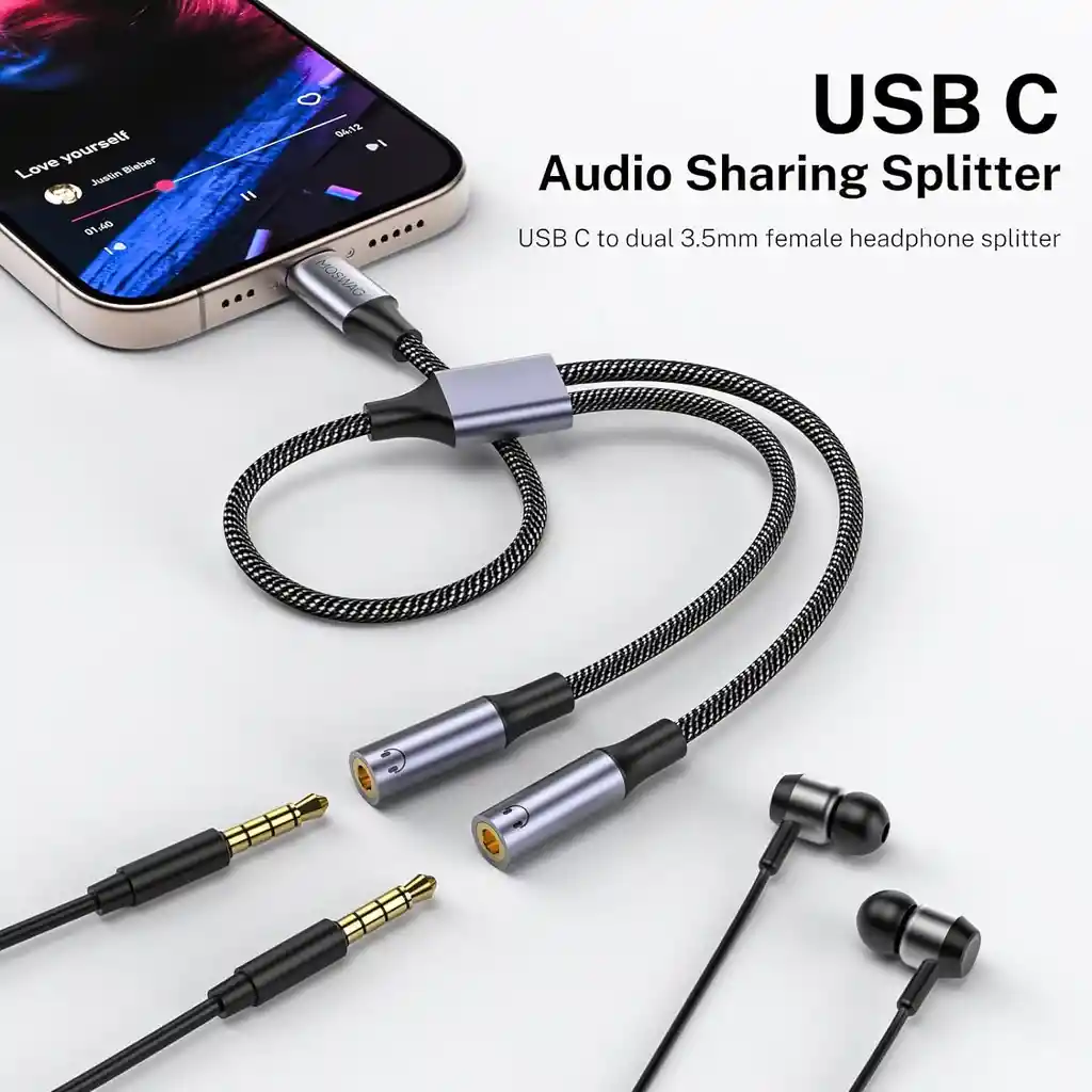 Cable Adaptador Usb Tipo C A 3.5 Mm 2 En 1 Jack Audifonos