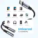 Cable Adaptador Usb Tipo C A 3.5 Mm 2 En 1 Jack Audifonos