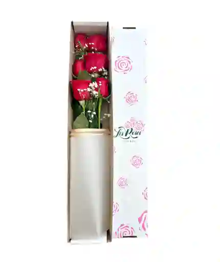 Rosas Rosas En Caja X6 Unidades