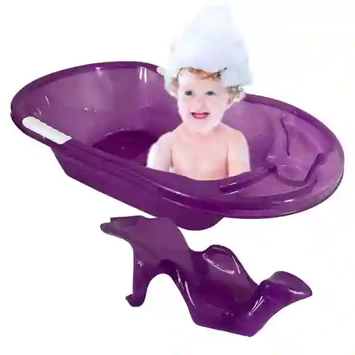 Bañera O Tina De Baño Plastico Con Soporte Para Bebe Morada