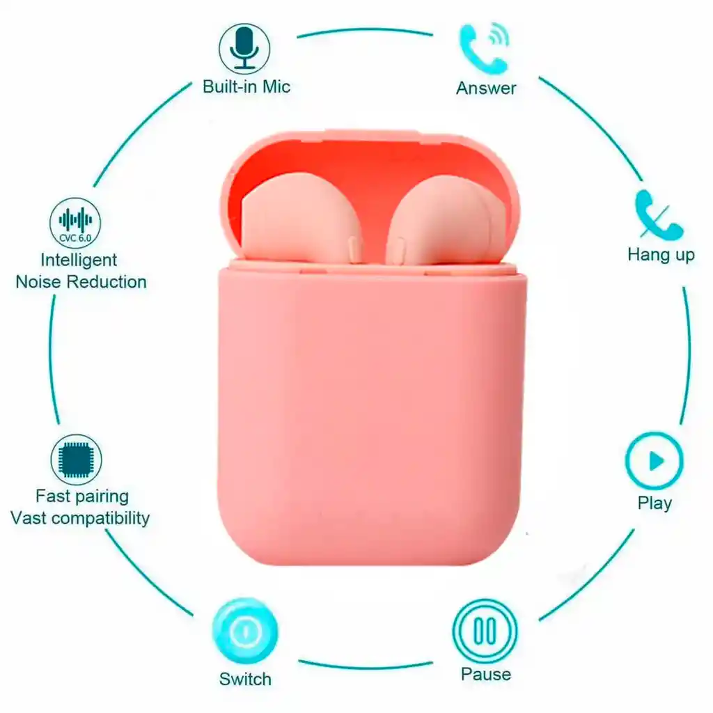 Audífonos Inpods 12 Bluetooth 5.0 Multicolor Touch Unisex