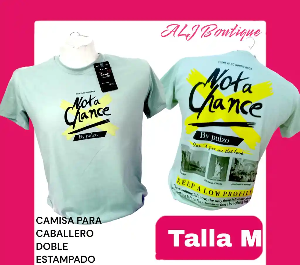 Camiseta Para Caballero Doble Estampado Talla M Verde Manzana