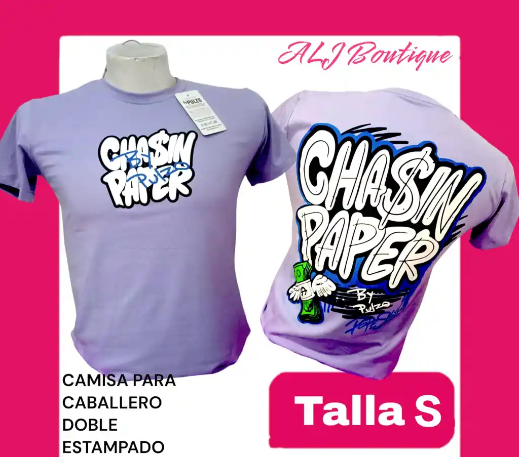 Camiseta Para Caballero Doble Estampado Talla S Color Lila