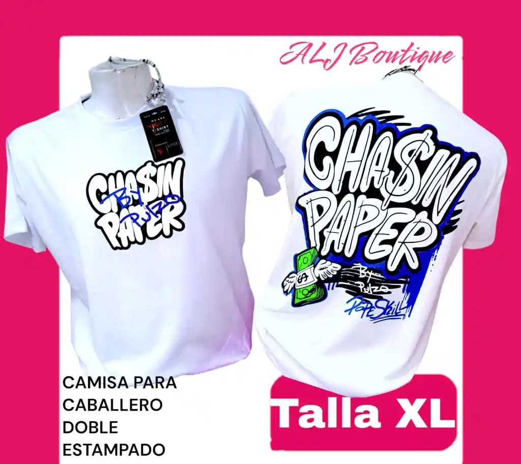 Camiseta Para Caballero Doble Estampado Talla Xl Color Blanco