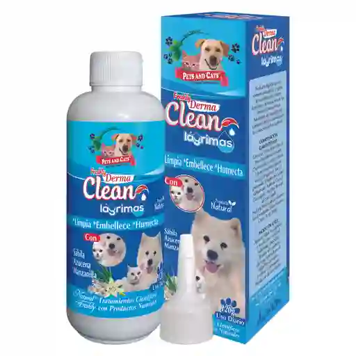 Limpiador De Lagrimas De Mascotas Derman Clean Lagrimas Perros Y Gatos 120 Gr Limpia Humecta Embellece Mascotas