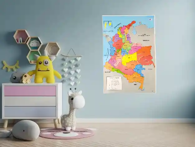 Póster Afiche Escolar Educativo Grande De Pared - Mapa Colombia División Política
