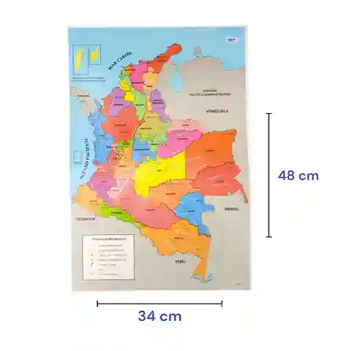 Póster Afiche Escolar Educativo Grande De Pared - Mapa Colombia División Política